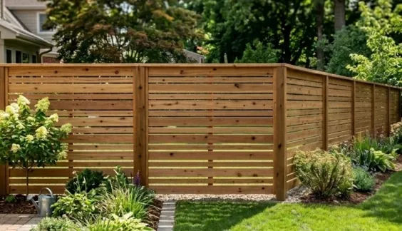 horizontal wood semi-privacy fence
