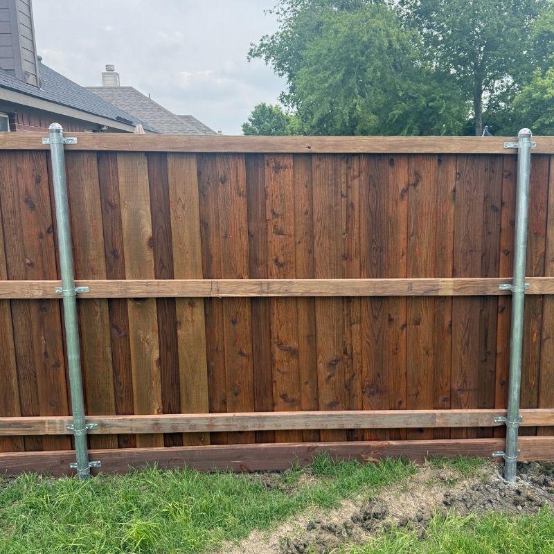 Stained Wood Fence Installation
