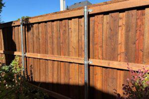 stained board on board privacy fence