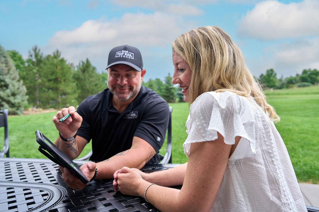 Employee consulting with a client