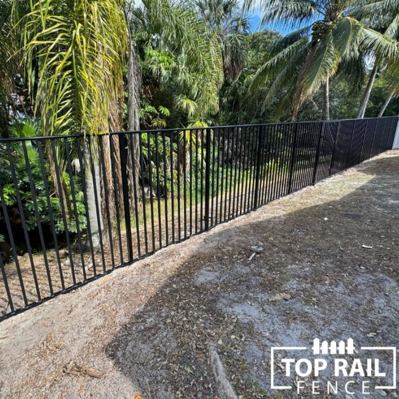 aluminum fence install by Top Rail Fence