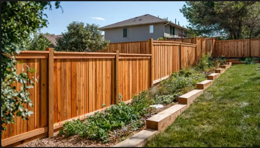 Wooden fencing layout concepts for Omaha backyards with split-level elevation changes