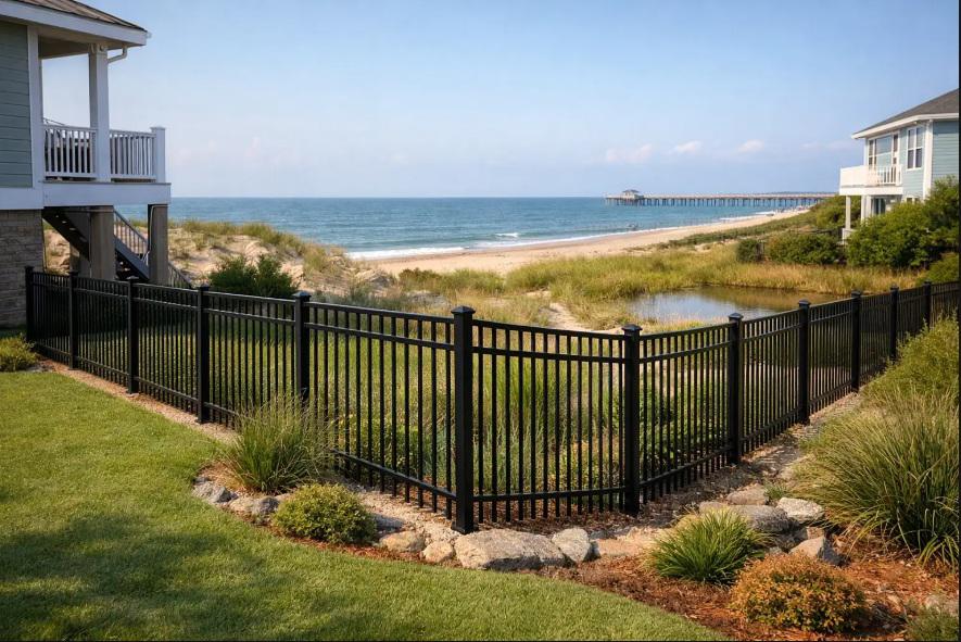 Metal fencing layout decisions that shape coastal property boundaries across Wilmington