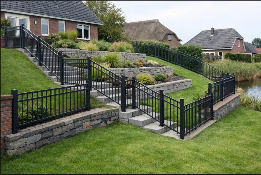 How metal fencing layouts respond to changing yard levels in Holland residential Areas