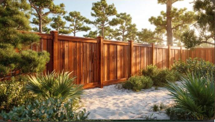 Wood fencing that turns Florida Panhandle backyards into natural extensions of the landscape