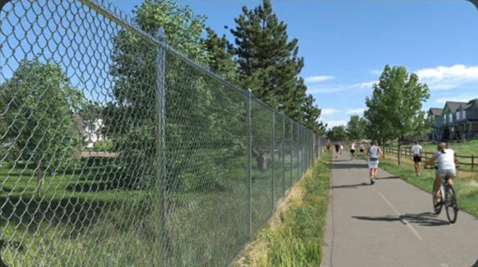 Chain link fencing as a trail-friendly boundary for active Fort Collins neighborhoods