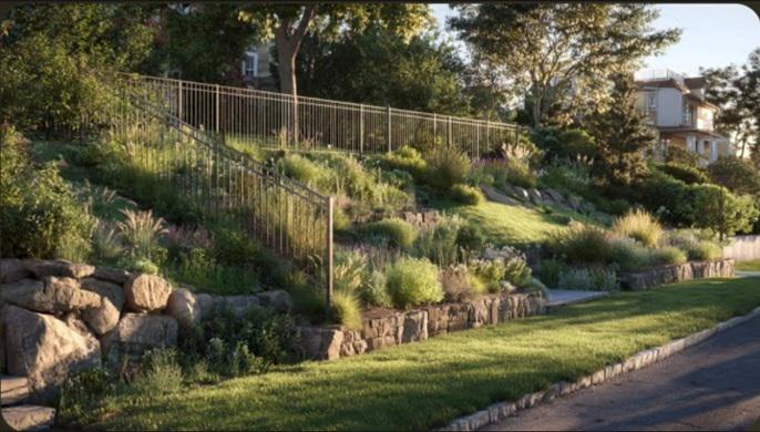 Turning Hartford’s hillside yards into design assets with custom metal fencing