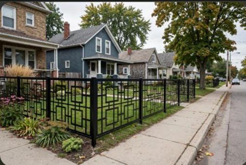 Metal fencing that turns Northern Detroit’s front yards into architectural statements without feeling closed off