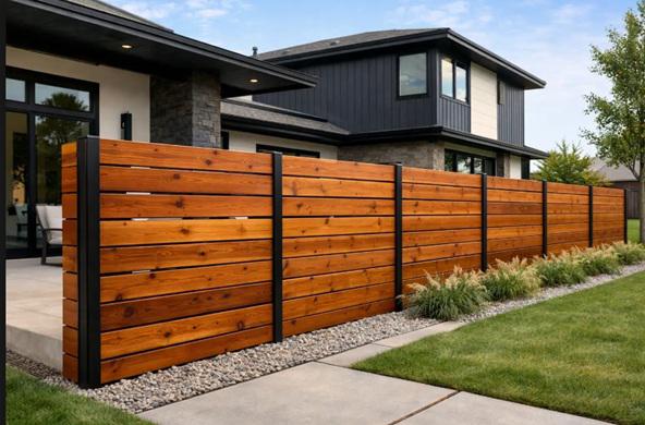 Wood fencing that softens modern Oklahoma City homes without losing a contemporary edge