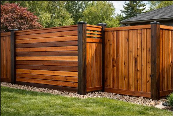 Blending horizontal and vertical wood fencing styles for one-of-a-kind Omaha properties