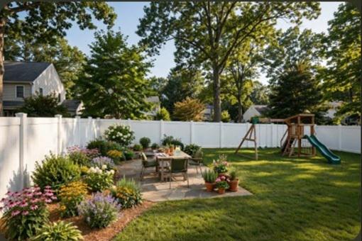 Using vinyl fencing to connect backyard gardens, patios, and play areas across South Jersey