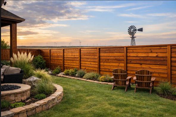 Wood fencing that makes windbreaks part of the backyard experience in Texas Panhandle homes