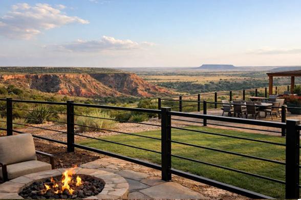 Metal fencing that highlights big Texas Panhandle views while defining every outdoor space