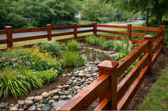 Designing wood fencing around rain gardens for smarter Wilmington landscapes