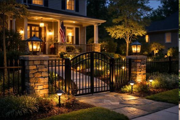 Metal fencing and outdoor lighting: A Media homeowner's guide to designing better evening curb appeal
