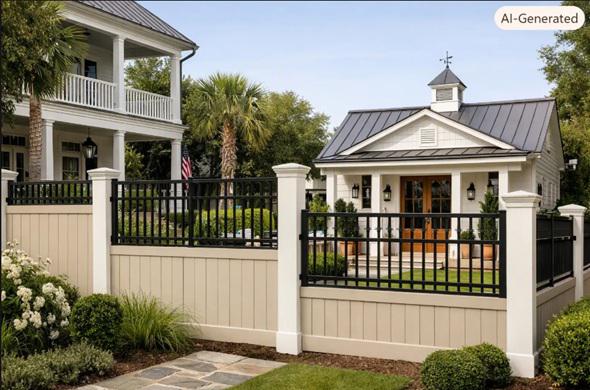 Designing privacy fencing that complements Charleston homes with detached backyard structures