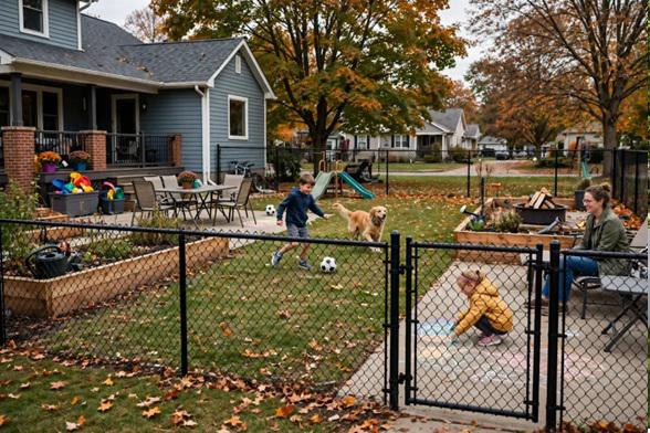 Chain link fencing brings practical flexibility to active Ann Arbor homes with changing outdoor needs