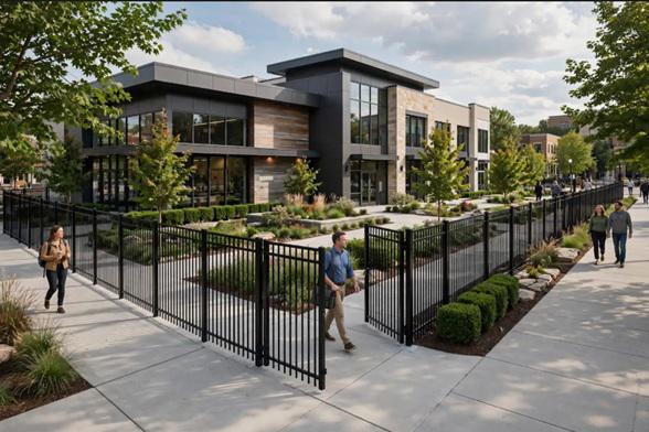 Thoughtful commercial fencing improves pedestrian flow around Charlottesville commercial properties