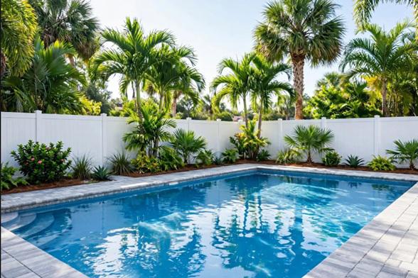 Vinyl fencing can give Clearwater pool areas a finished look without competing with the landscape