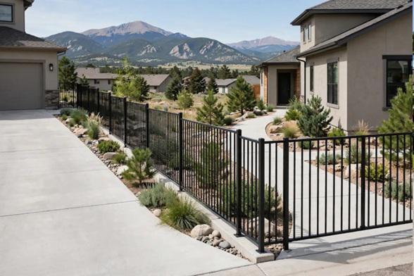A well-placed metal fence can make Colorado Springs driveways and walkways feel more deliberately connected
