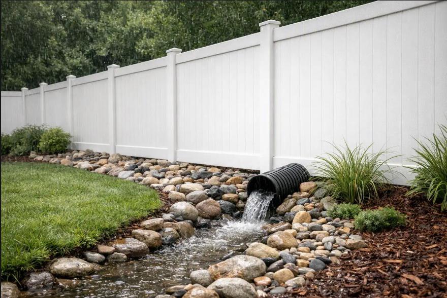 Solve the muddy-edge problem by planning how Atlanta rainwater meets your vinyl fence line