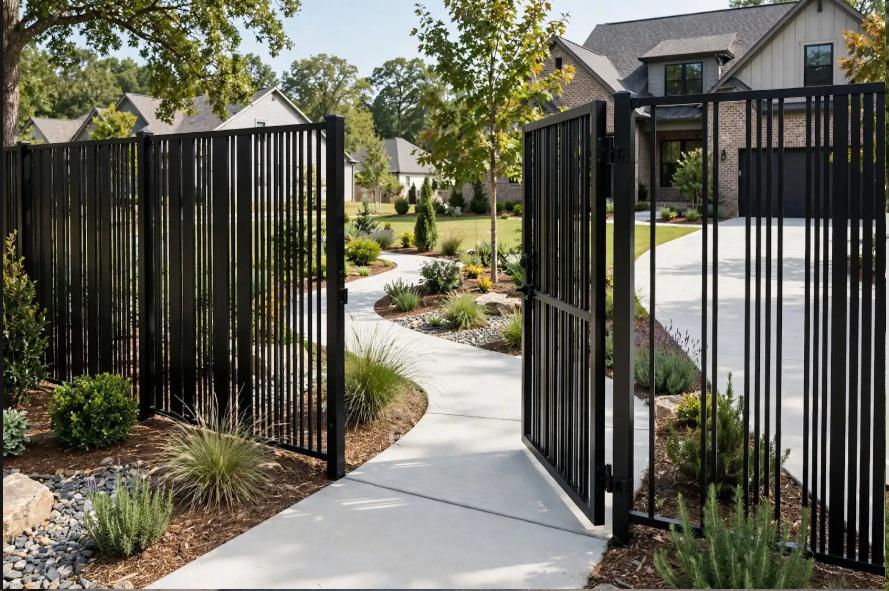 Raleigh-Durham metal fencing can adapt when a property gains a new walkway, driveway, or access route