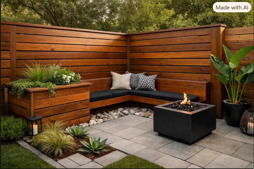 A new wood fencing trend in Volusia County is treating fence corners as design moments instead of simply turning a boundary
