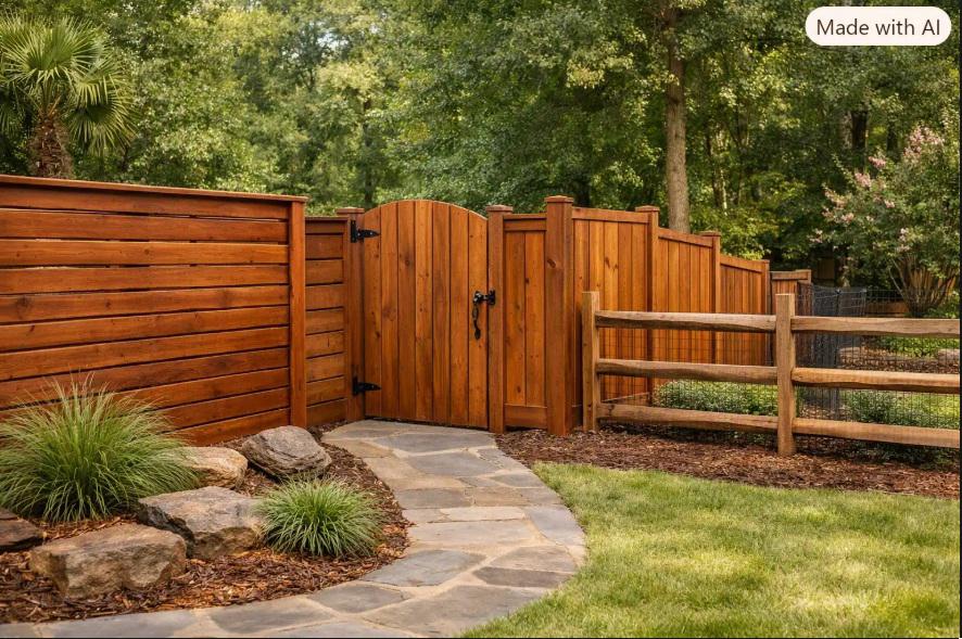 Using wood fence transitions in Columbia to connect different sections of a property without creating a disjointed look
