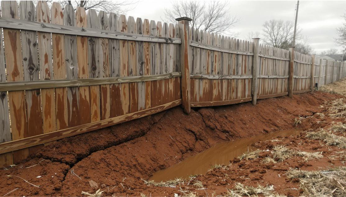 How Wood Fencing in Oklahoma City Reacts to Red Clay Soil Movement After Heavy Rain