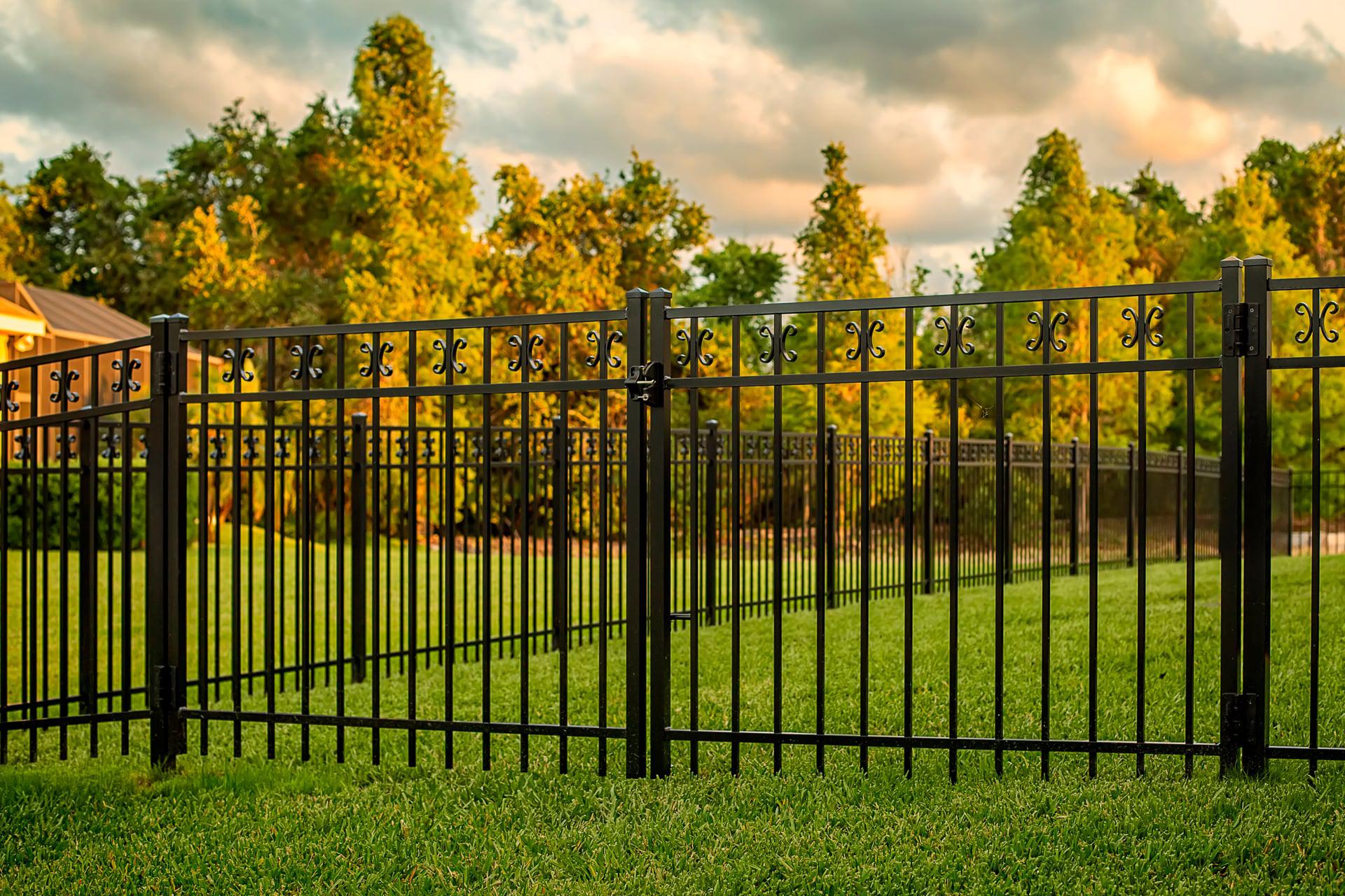 Aluminum double swing gate by Top Rail Fence