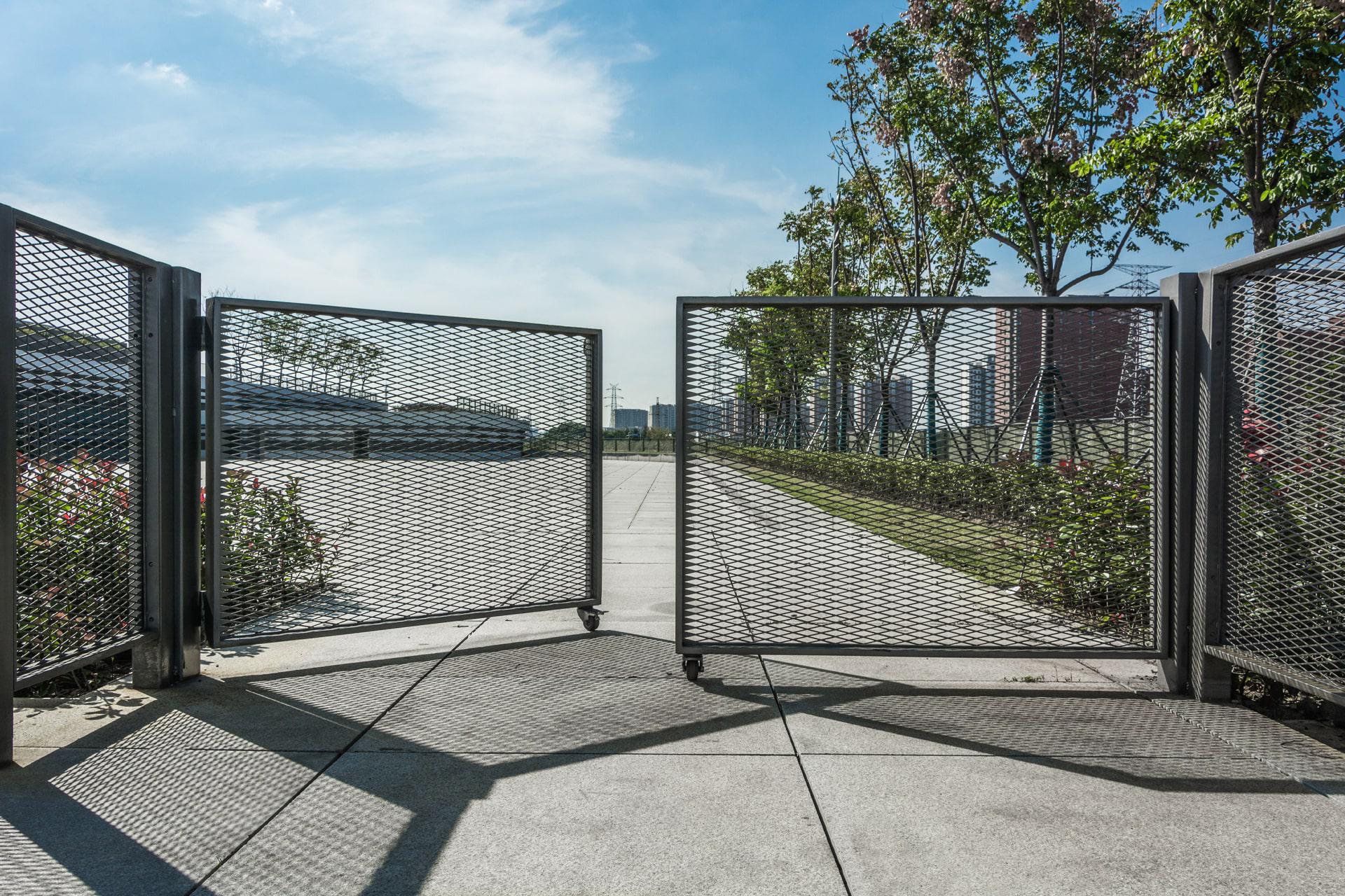 Chain link double swing gate by Top Rail Fence