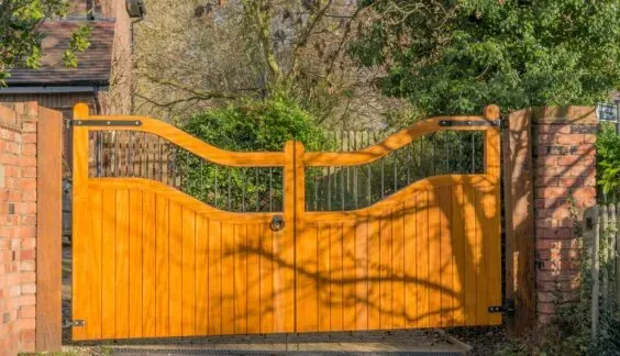 Wood driveway gate