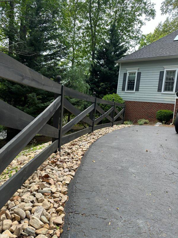 wood ranch rail fence installed by top rail fence