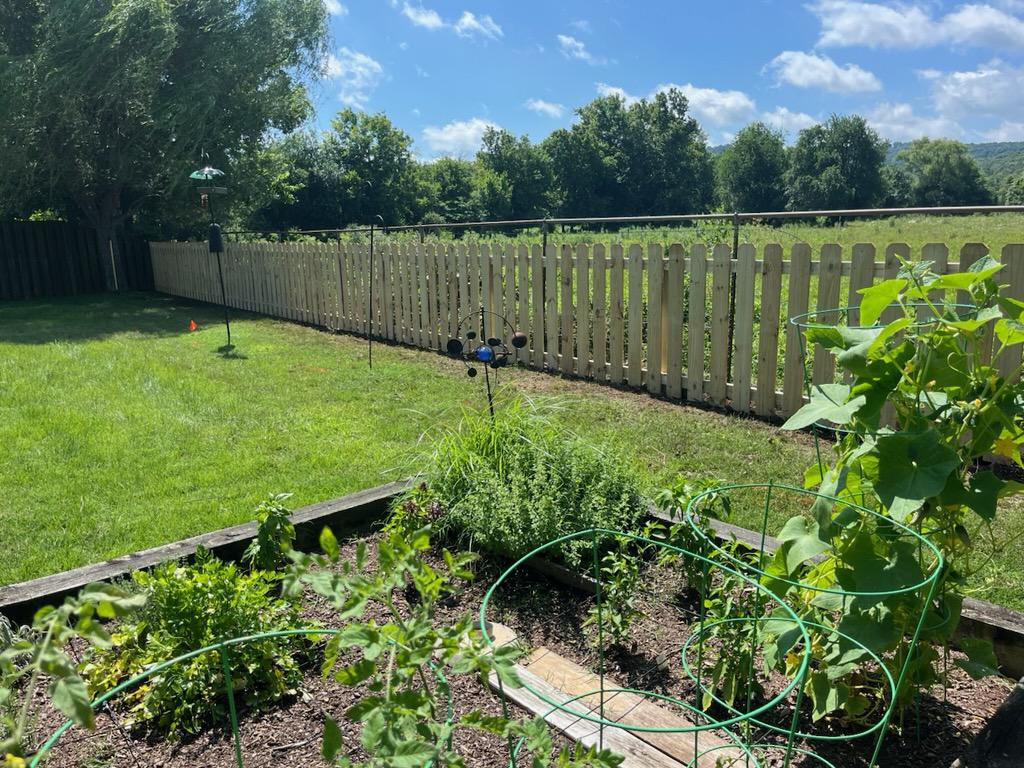 wood spaced picket fence installed by top rail fence