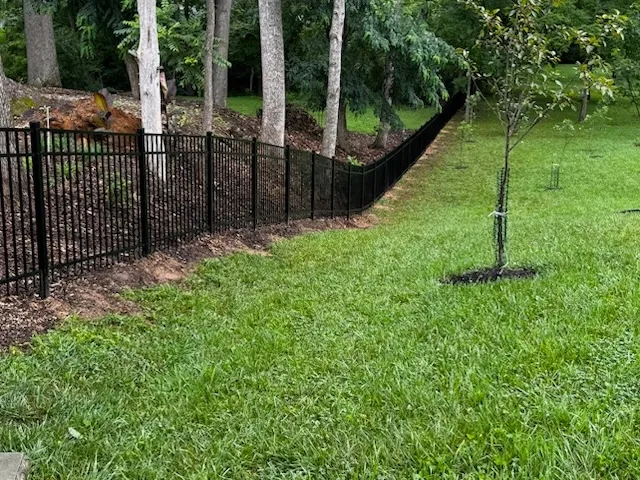 ornamental metal 3 rail fence installed by top rail fence