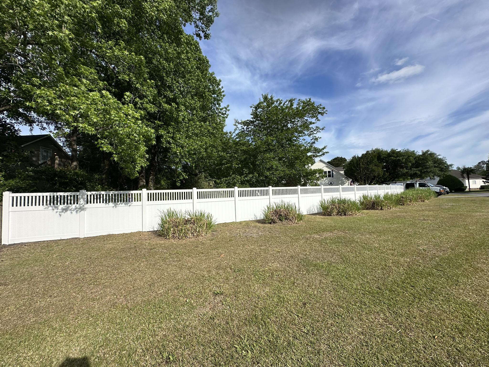 vinyl lattice top fence installed by top rail fence
