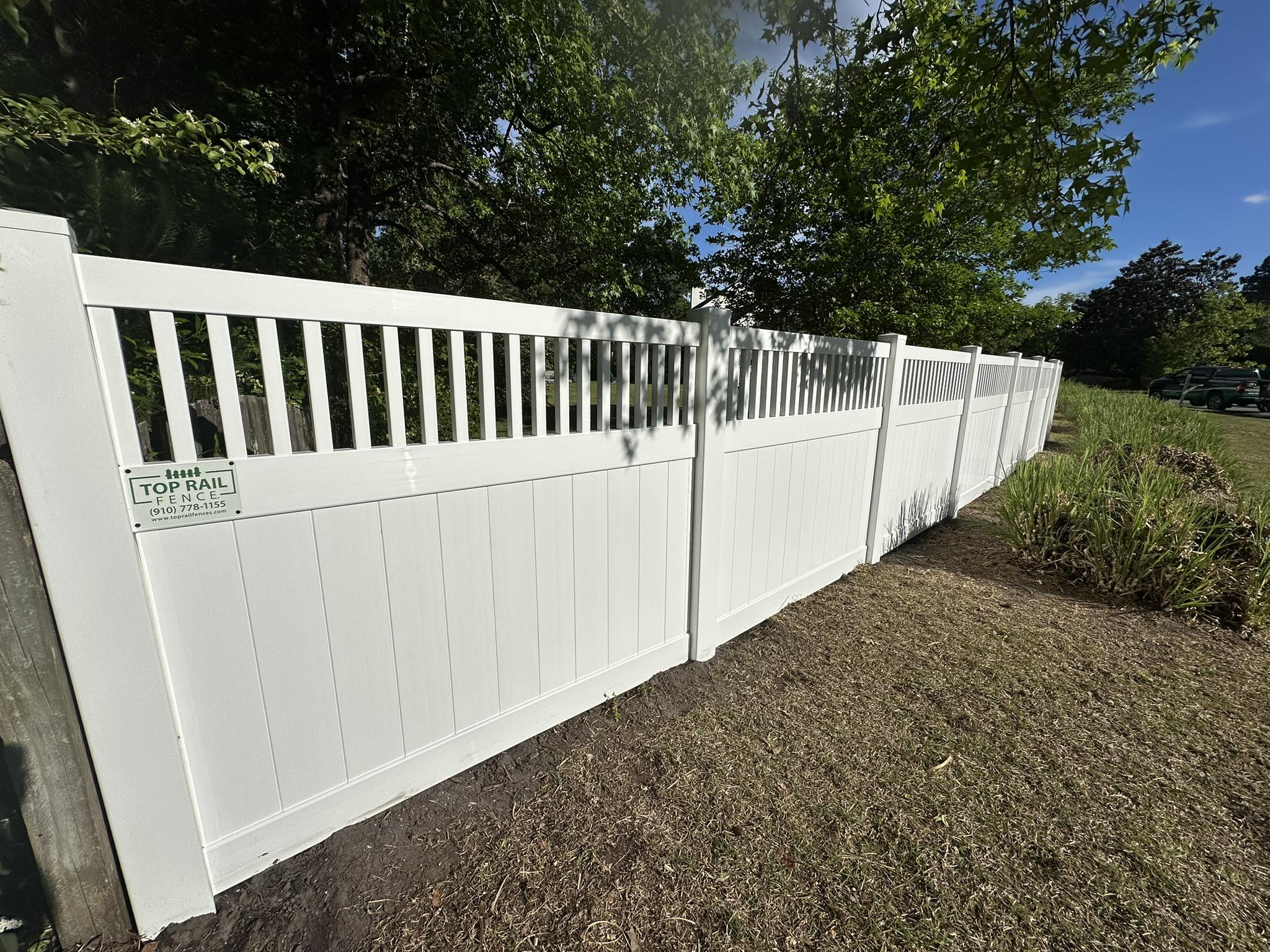 vinyl lattice top fence installed by top rail fence