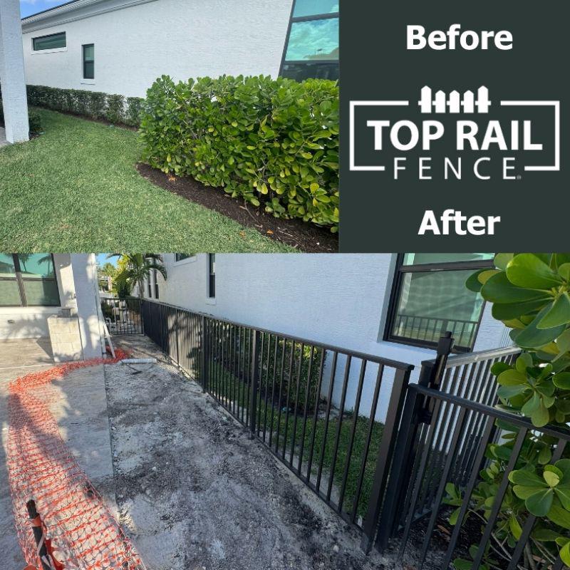 aluminum fence installed by top rail fence