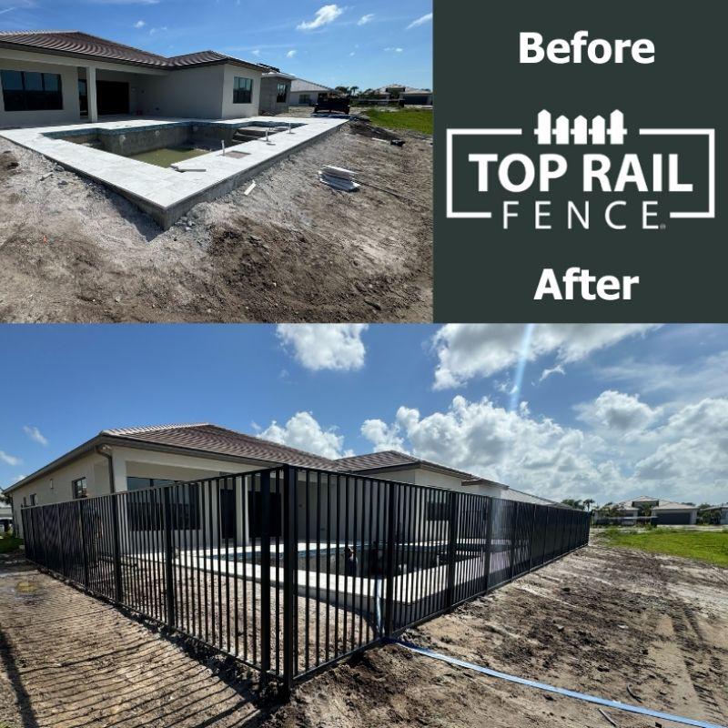 aluminum fence installed by top rail fence