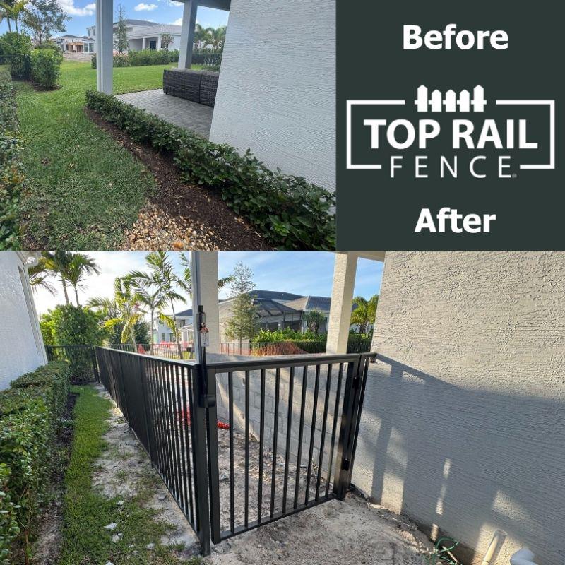 aluminum fence installed by top rail fence