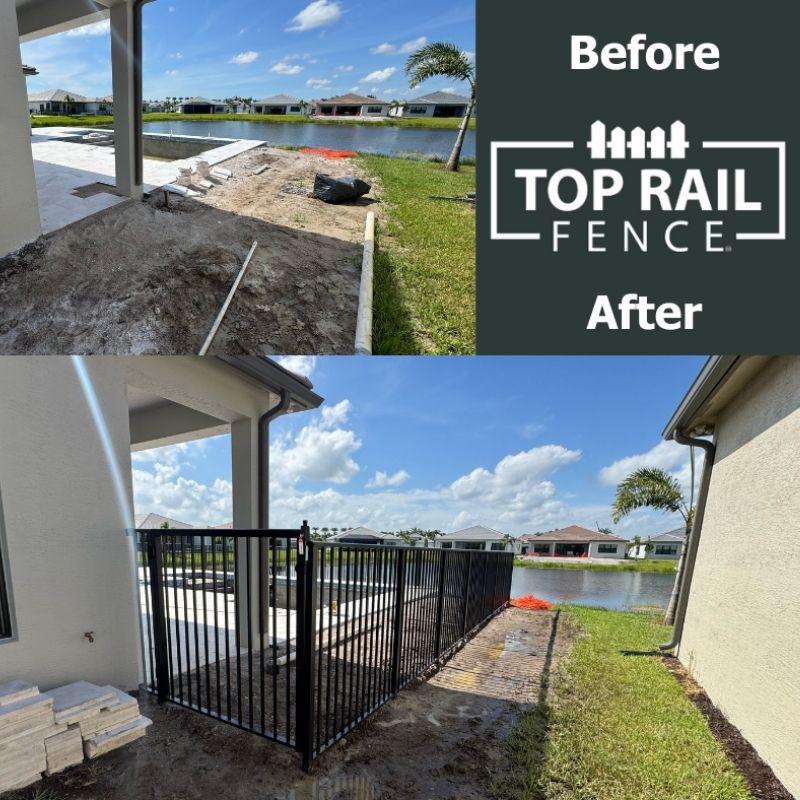 aluminum fence installed by top rail fence