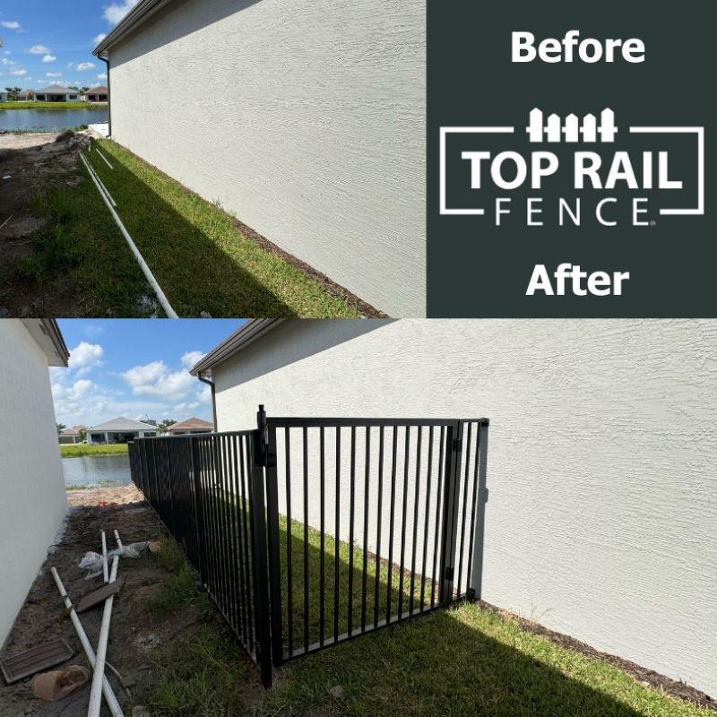 aluminum fence installed by top rail fence