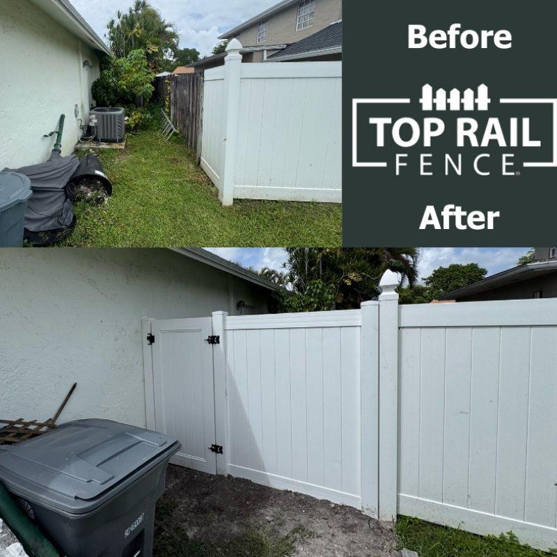 vinyl fence installed by top rail fence