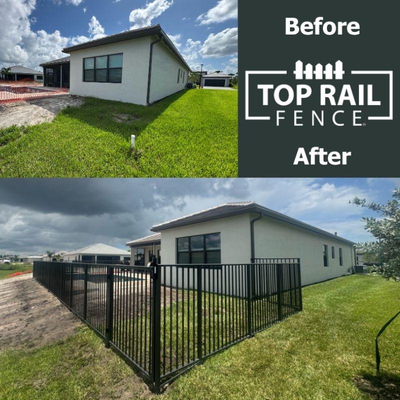 aluminum fence installed by top rail fence