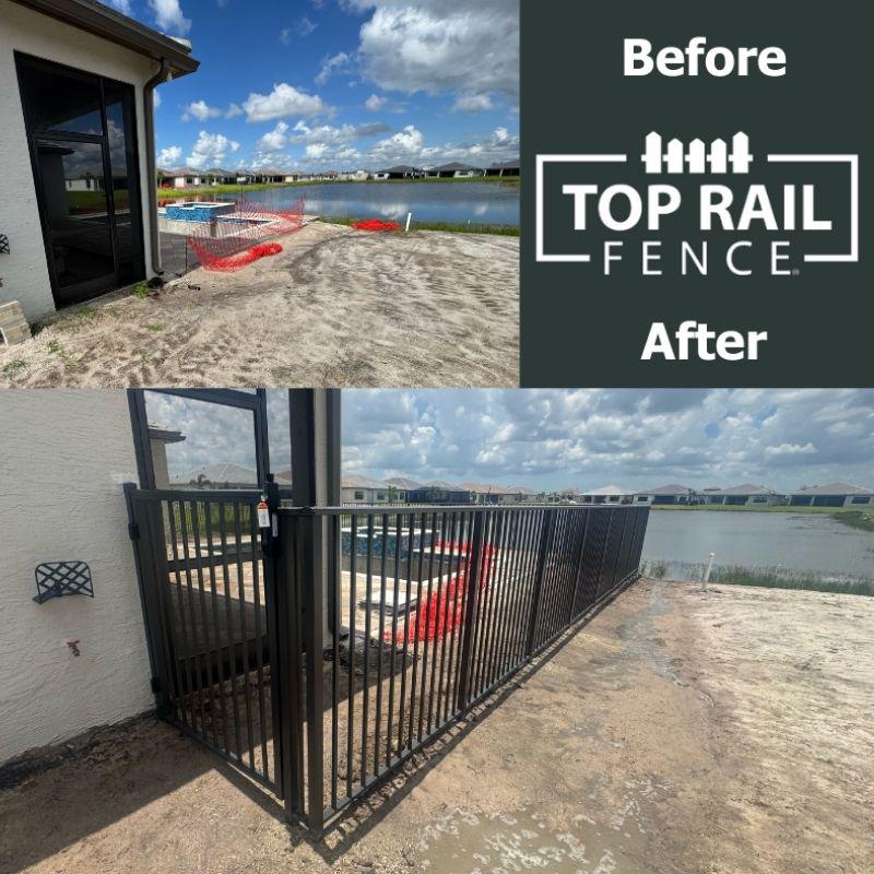 aluminum fence installed by top rail fence