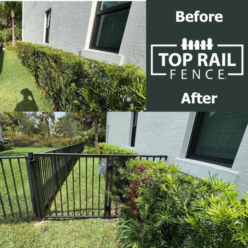 aluminum fence installed by top rail fence