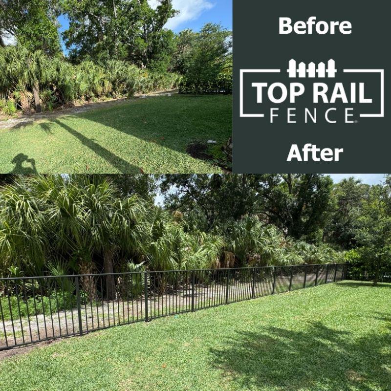 aluminum fence installed by top rail fence