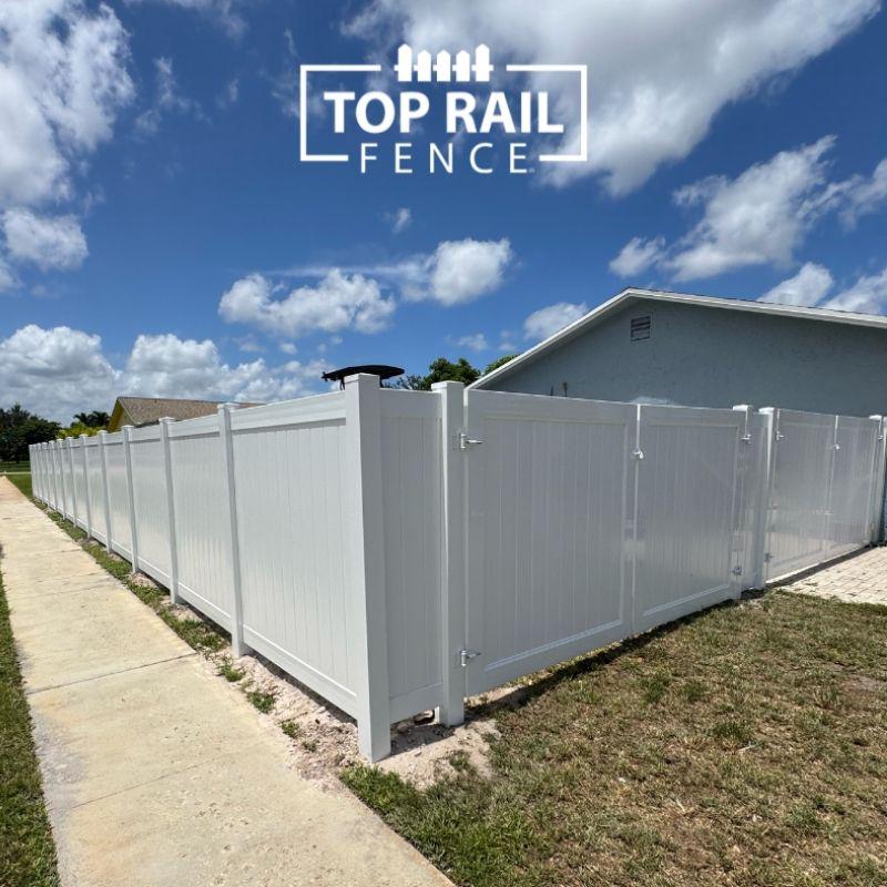 White Privacy Vinyl Fence & Boat-Access Gates