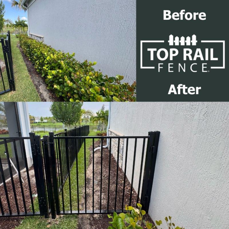 aluminum fence installed by top rail fence