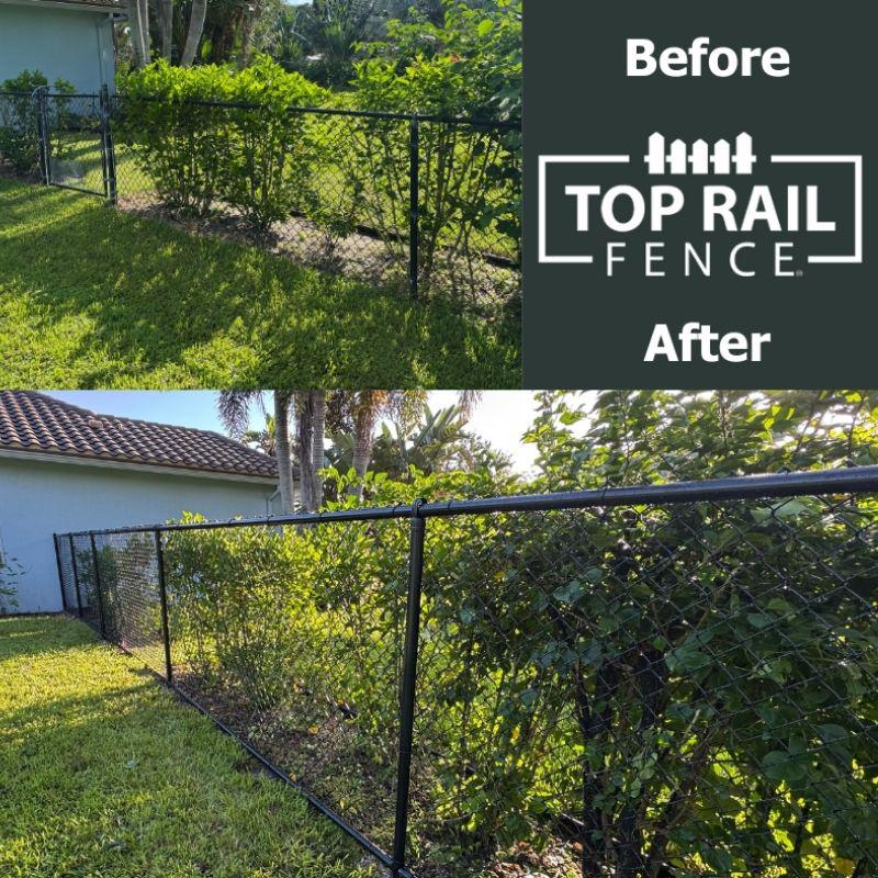 chain link fence installed by top rail fence